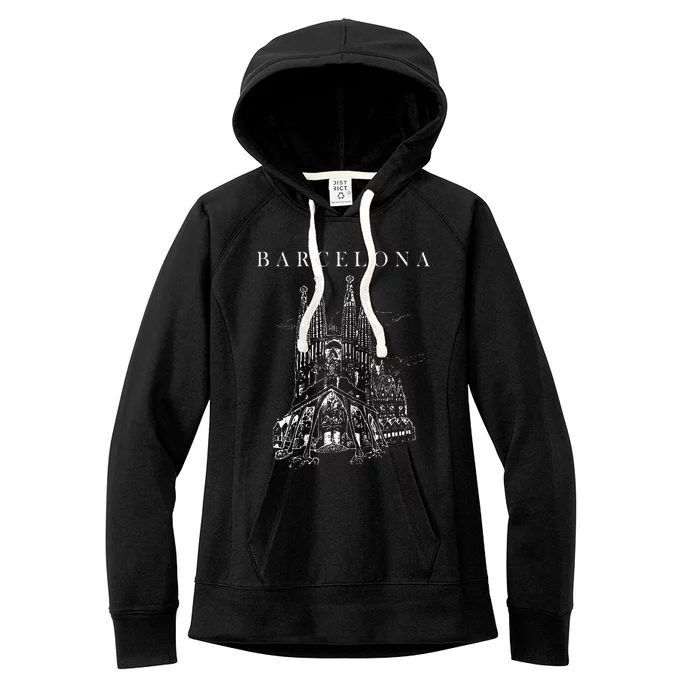 Barcelona Traveling Cathedral Of Barcelona Spain Travel Trip Women's Fleece Hoodie