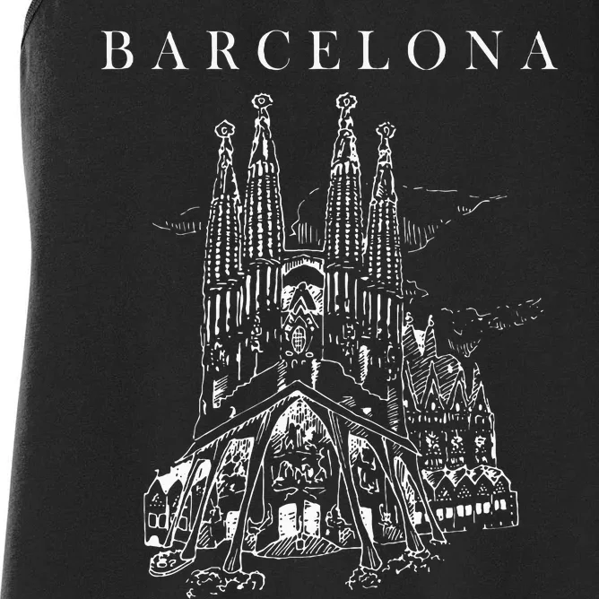 Barcelona Traveling Cathedral Of Barcelona Spain Travel Trip Women's Racerback Tank