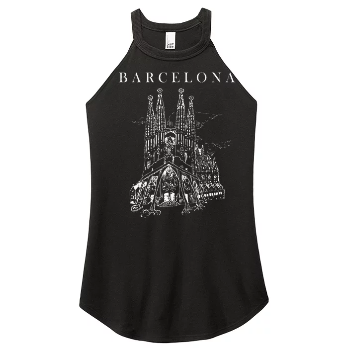 Barcelona Traveling Cathedral Of Barcelona Spain Travel Trip Women’s Perfect Tri Rocker Tank