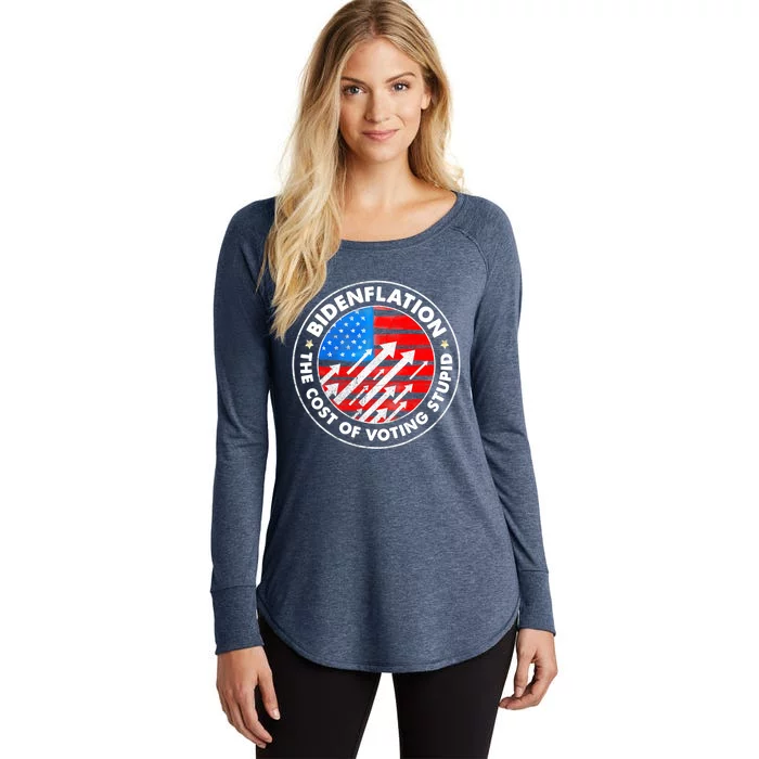 Bidenflation The Cost Of Voting Stupid Joe Biden Inflation Women's Perfect Tri Tunic Long Sleeve Shirt