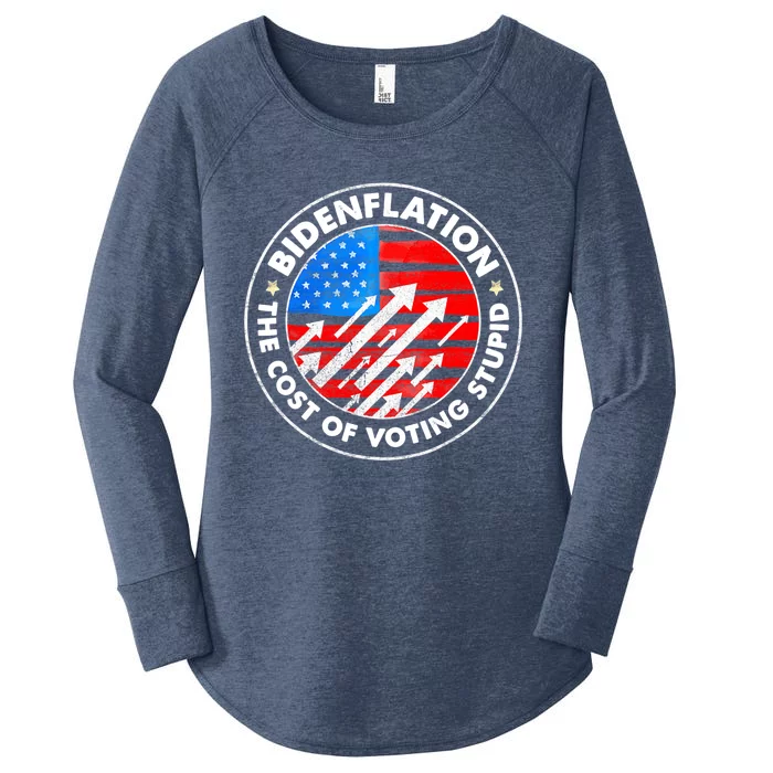 Bidenflation The Cost Of Voting Stupid Joe Biden Inflation Women's Perfect Tri Tunic Long Sleeve Shirt