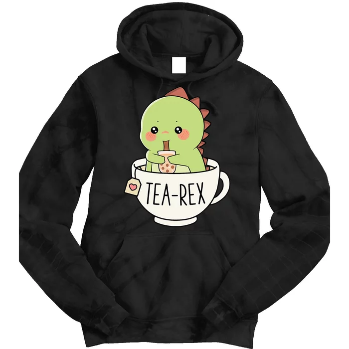 Boba Tearex Cute Trex Dinosaur Lover Kawaii Funny Dino Pun Tie Dye Hoodie