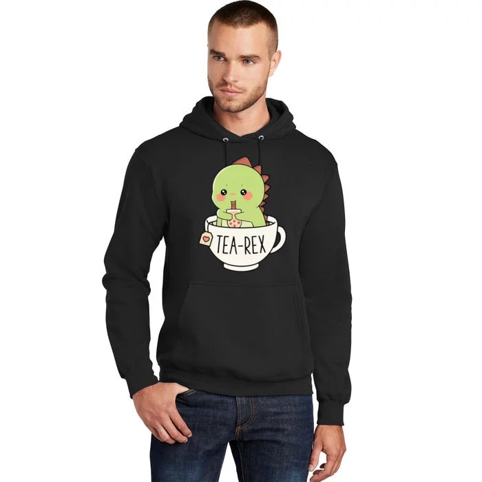 Boba Tearex Cute Trex Dinosaur Lover Kawaii Funny Dino Pun Tall Hoodie