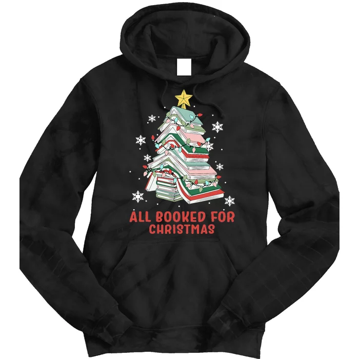 Book Tree Christmas Reading All Booked For Christmas Tie Dye Hoodie