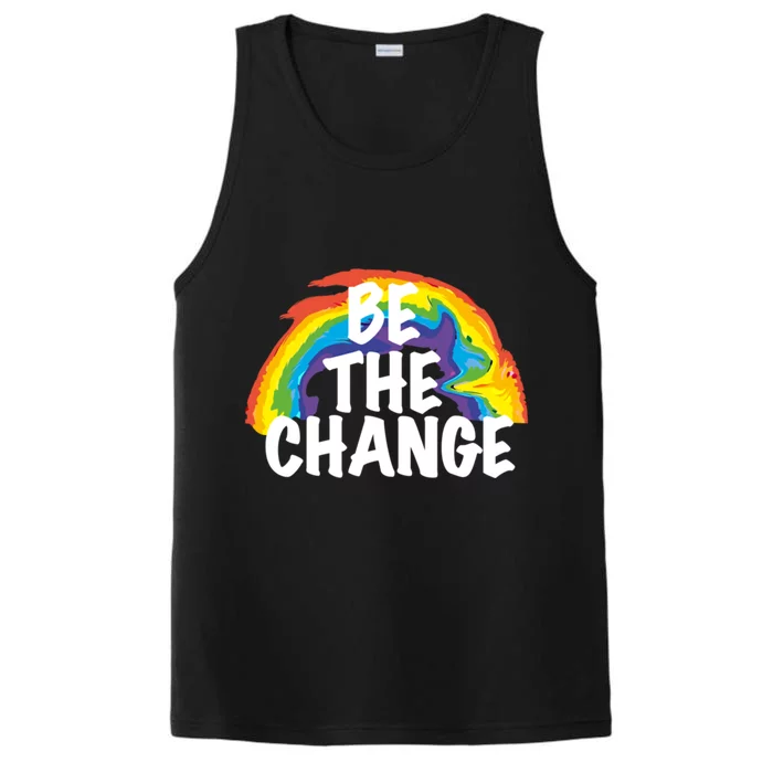 Be The Change Positive Thinking Motivational Quote Gift Performance Tank