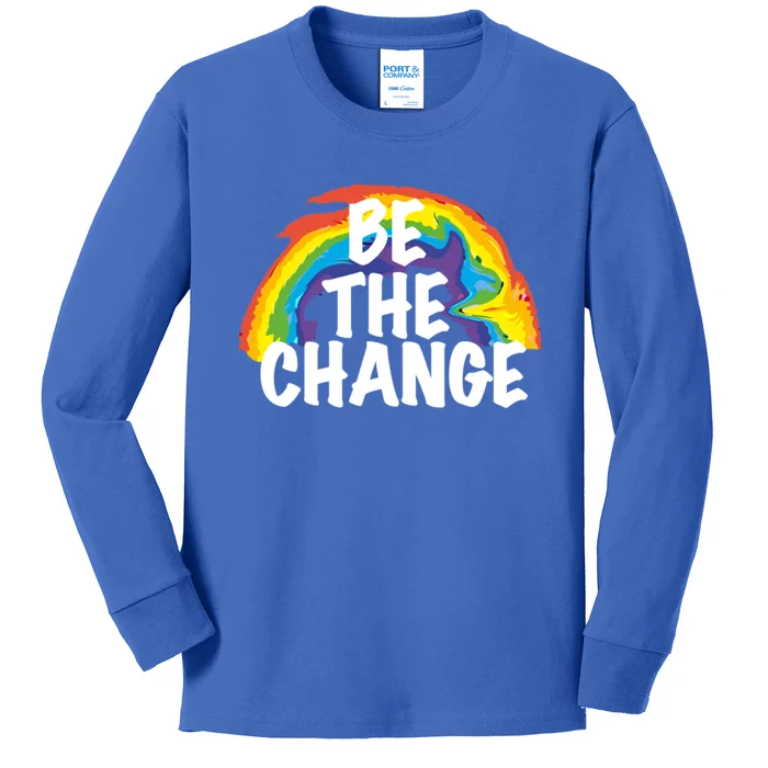 Be The Change Positive Thinking Motivational Quote Gift Kids Long Sleeve Shirt