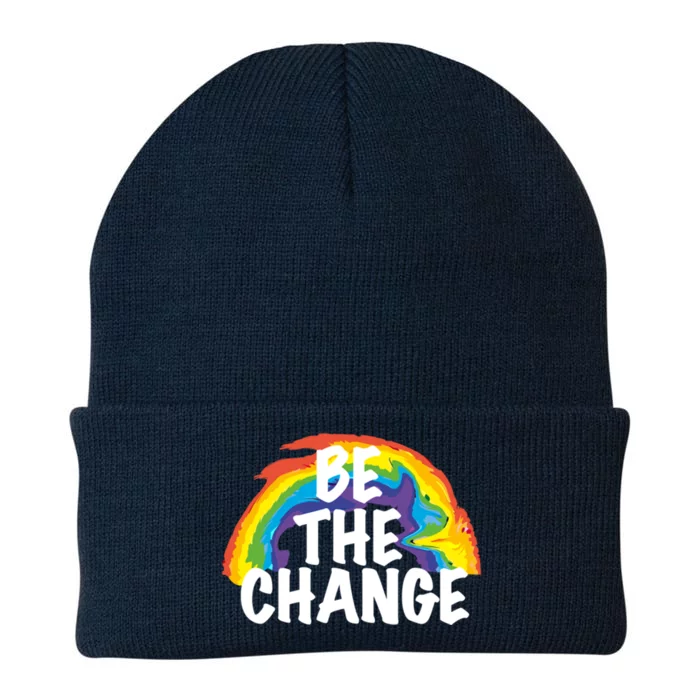 Be The Change Positive Thinking Motivational Quote Gift Knit Cap Winter Beanie