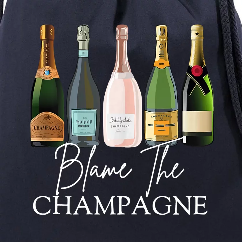 Blame The Champagne, Champagne Bottles Day Drinking Mimosa Drawstring Bag