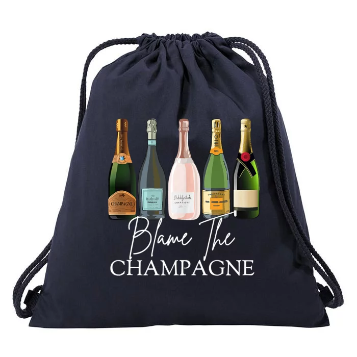 Blame The Champagne, Champagne Bottles Day Drinking Mimosa Drawstring Bag