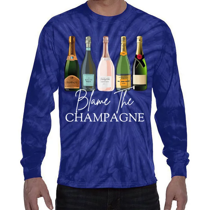 Blame The Champagne, Champagne Bottles Day Drinking Mimosa Tie-Dye Long Sleeve Shirt