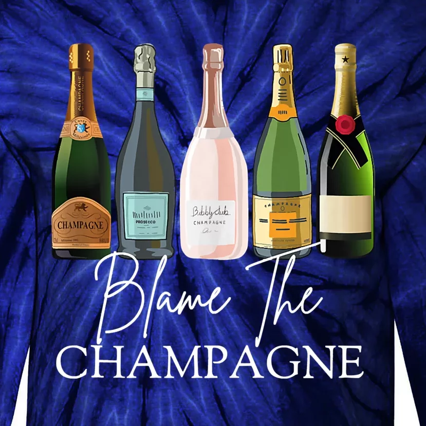 Blame The Champagne, Champagne Bottles Day Drinking Mimosa Tie-Dye Long Sleeve Shirt