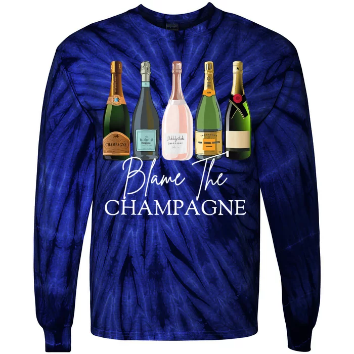 Blame The Champagne, Champagne Bottles Day Drinking Mimosa Tie-Dye Long Sleeve Shirt