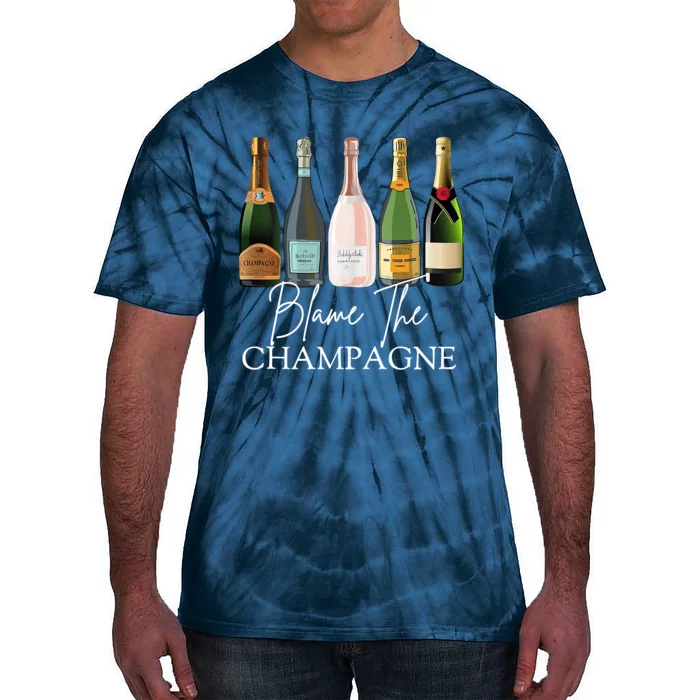 Blame The Champagne, Champagne Bottles Day Drinking Mimosa Tie-Dye T-Shirt