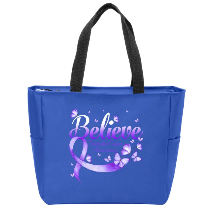 Believe Testicular Cancer Awareness Butterfly Gift Zip Tote Bag