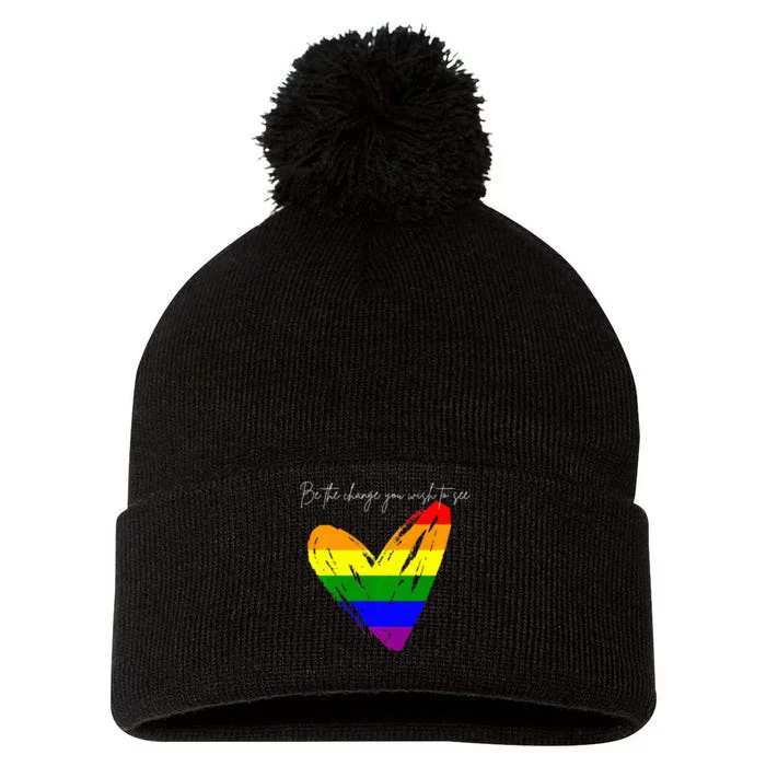 Be The Change You Wish To See Pom Pom 12in Knit Beanie