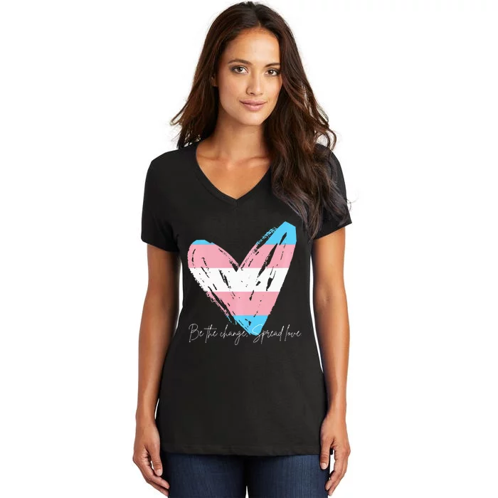 Be The Change Spread Love Women's V-Neck T-Shirt