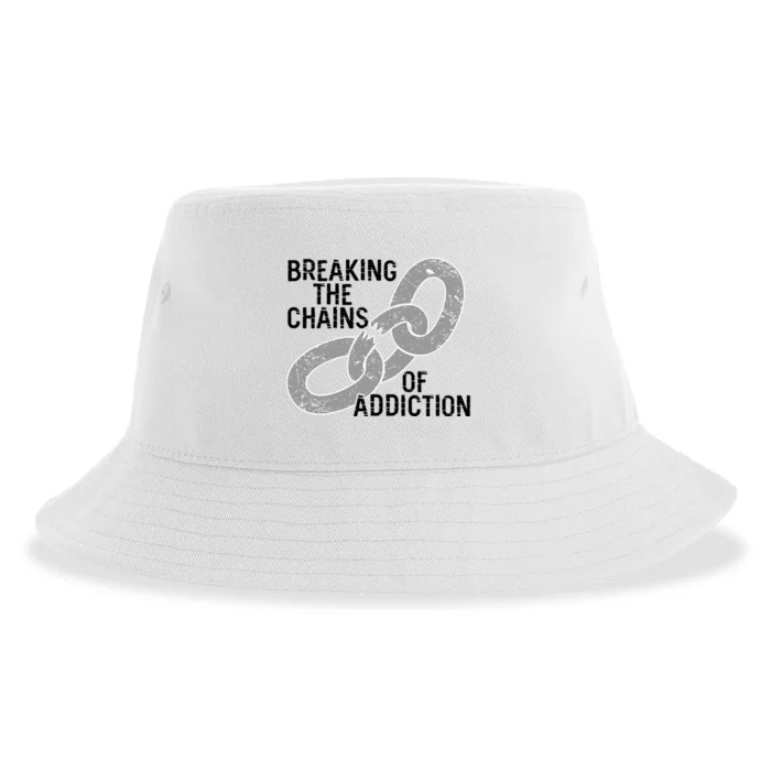 Breaking The Chains Of Addiction Aa Na Clean Sober Recovery Gift Sustainable Bucket Hat