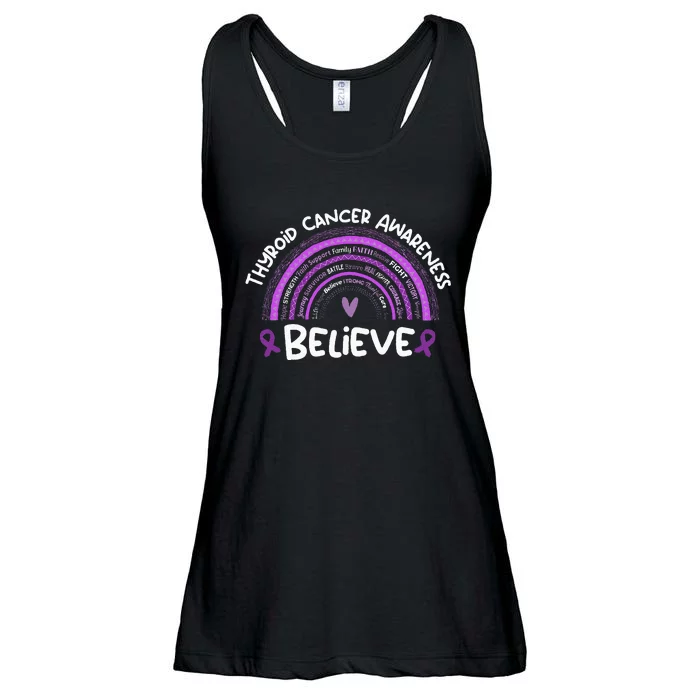 Believe Thyroid Cancer Awareness Month Thyroid Cancer Ladies Essential Flowy Tank