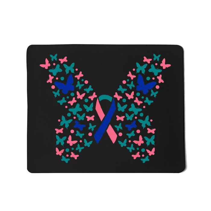 Butterfly Thyroid Cancer Awareness Ribbon Survivor Warrior Mousepad