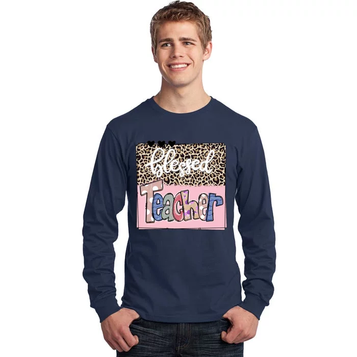 Blessed Teacher Cheetah Print Tall Long Sleeve T-Shirt