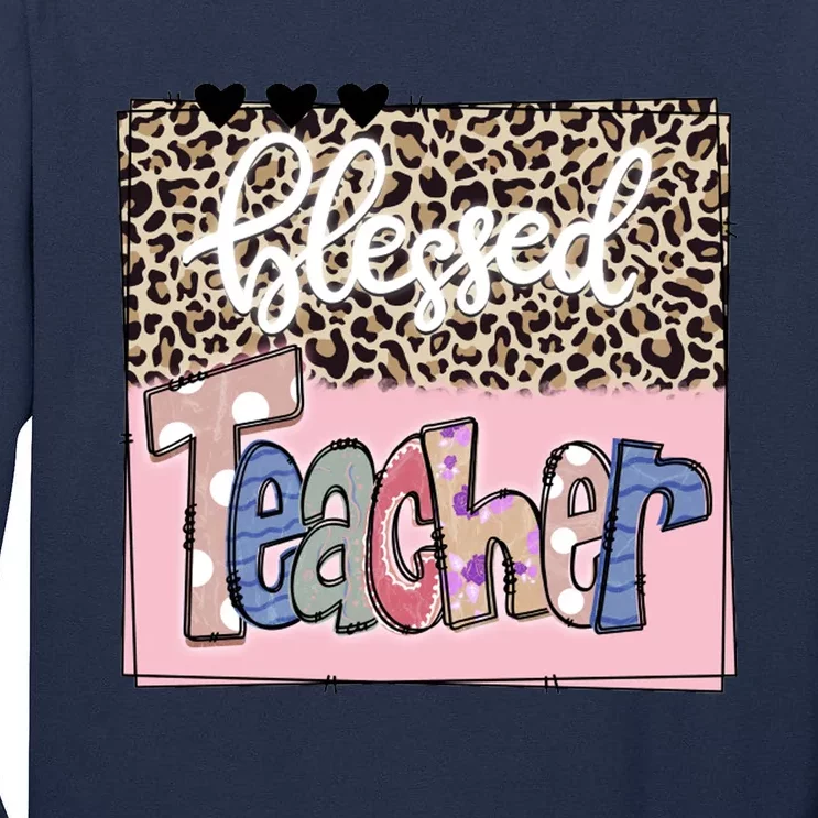 Blessed Teacher Cheetah Print Tall Long Sleeve T-Shirt