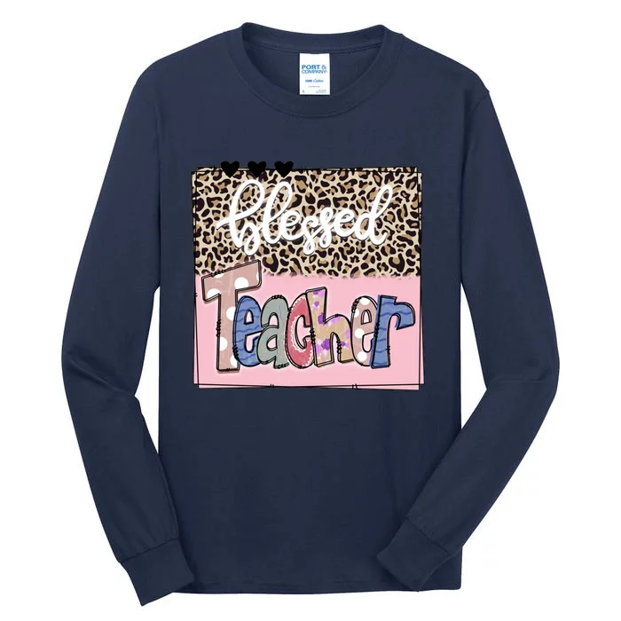 Blessed Teacher Cheetah Print Tall Long Sleeve T-Shirt