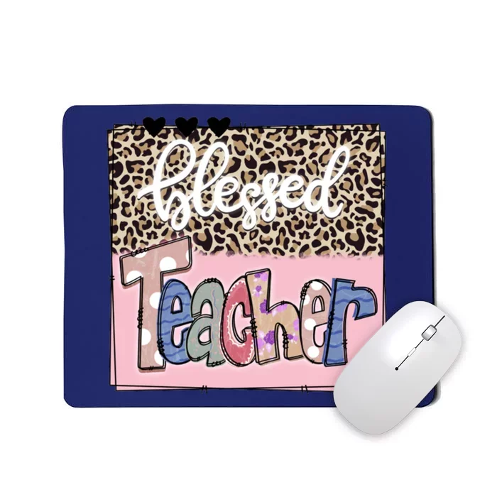 Blessed Teacher Cheetah Print Mousepad