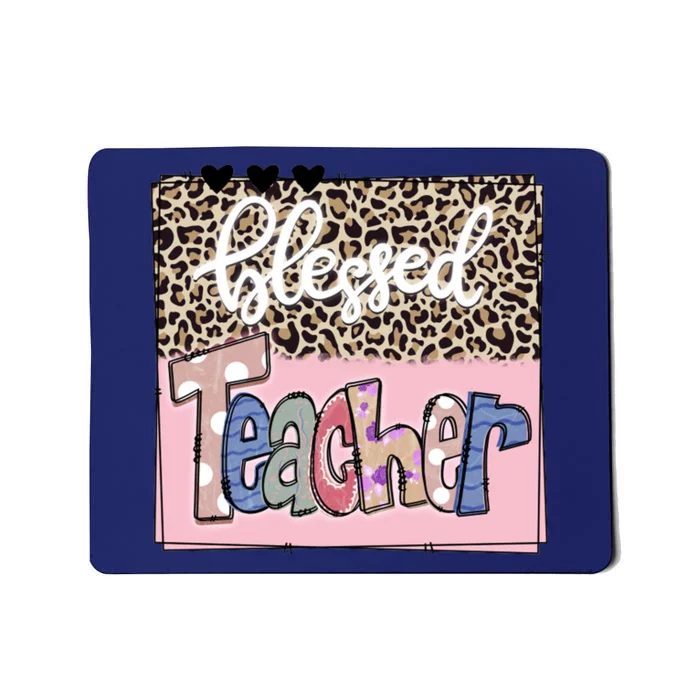 Blessed Teacher Cheetah Print Mousepad