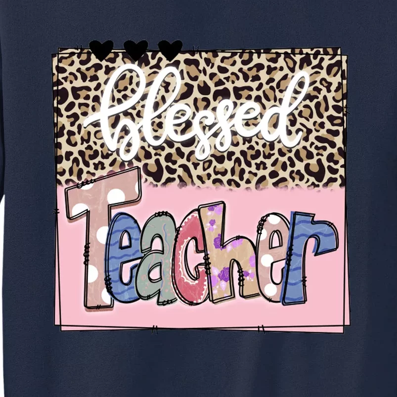 Blessed Teacher Cheetah Print Tall Sweatshirt