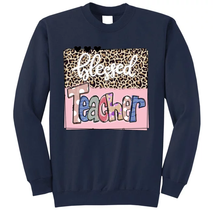 Blessed Teacher Cheetah Print Tall Sweatshirt