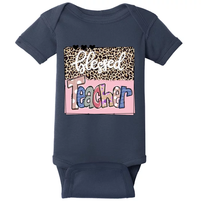 Blessed Teacher Cheetah Print Baby Bodysuit