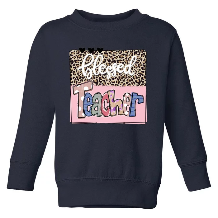 Blessed Teacher Cheetah Print Toddler Sweatshirt