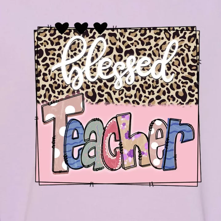 Blessed Teacher Cheetah Print Garment-Dyed Sweatshirt