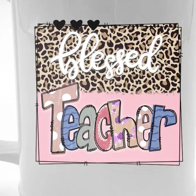 Blessed Teacher Cheetah Print Front & Back Beer Stein