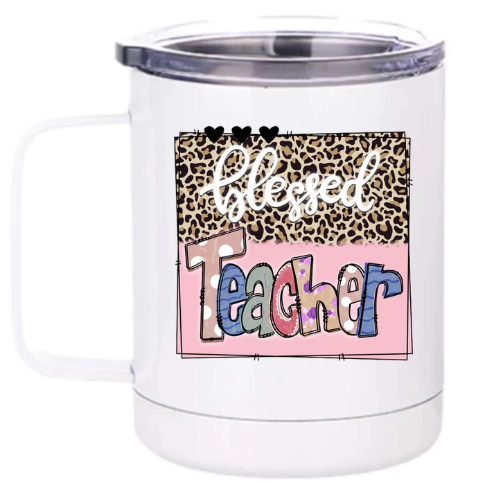 Blessed Teacher Cheetah Print Front & Back 12oz Stainless Steel Tumbler Cup