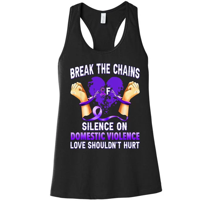 Break The Chains Of Silence On Domestic Violence Awareness Women's Racerback Tank