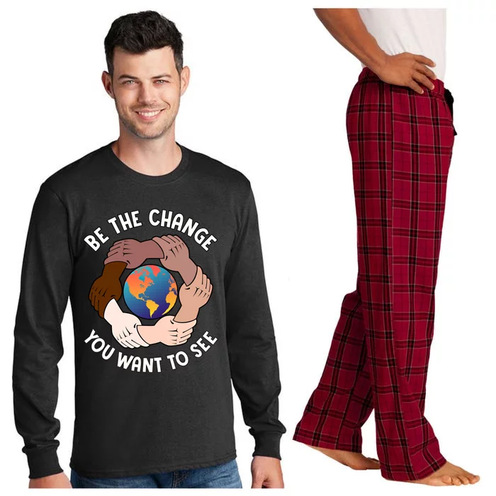 Be The Change You Want To See Graphic Logo Gift Long Sleeve Pajama Set