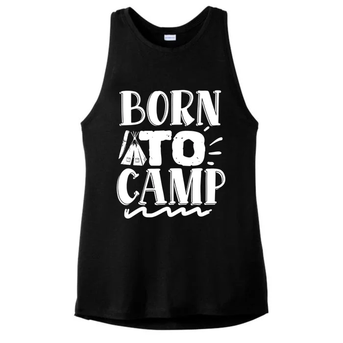 Born To Camp Father’s Day Camping Mom Dad Camper Gift Ladies Tri-Blend Wicking Tank