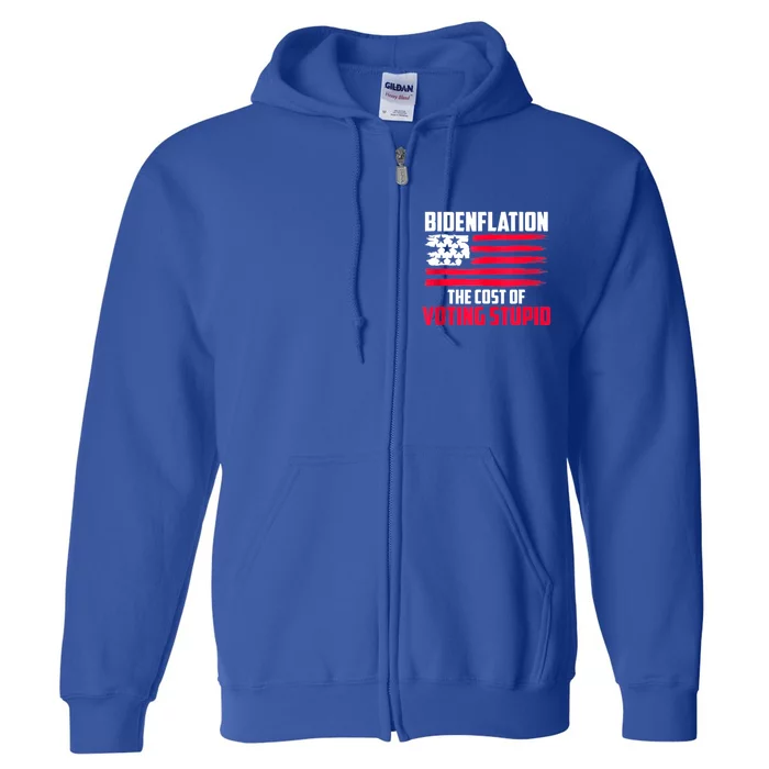 Bidenflation The Cost Of Voting Stupid Anti Biden Full Zip Hoodie