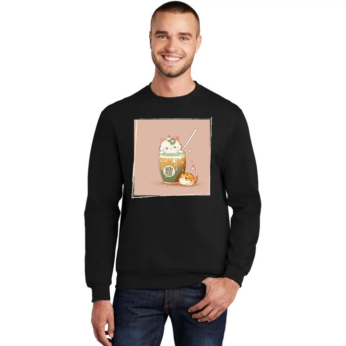 Boba Tea Cat Kawaii Anime Japanese Kawaii Neko Sweatshirt