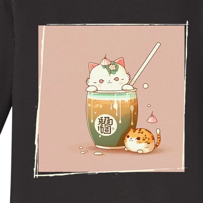 Boba Tea Cat Kawaii Anime Japanese Kawaii Neko Baby Long Sleeve Bodysuit