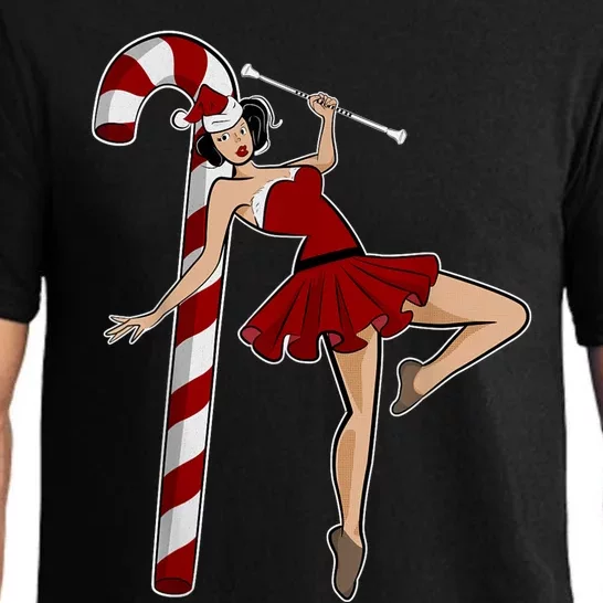 Baton Twirling Christmas Majorette Pinup Twirler Dance Girl Pajama Set