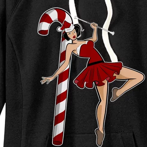 Baton Twirling Christmas Majorette Pinup Twirler Dance Girl Women's Fleece Hoodie