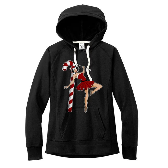 Baton Twirling Christmas Majorette Pinup Twirler Dance Girl Women's Fleece Hoodie