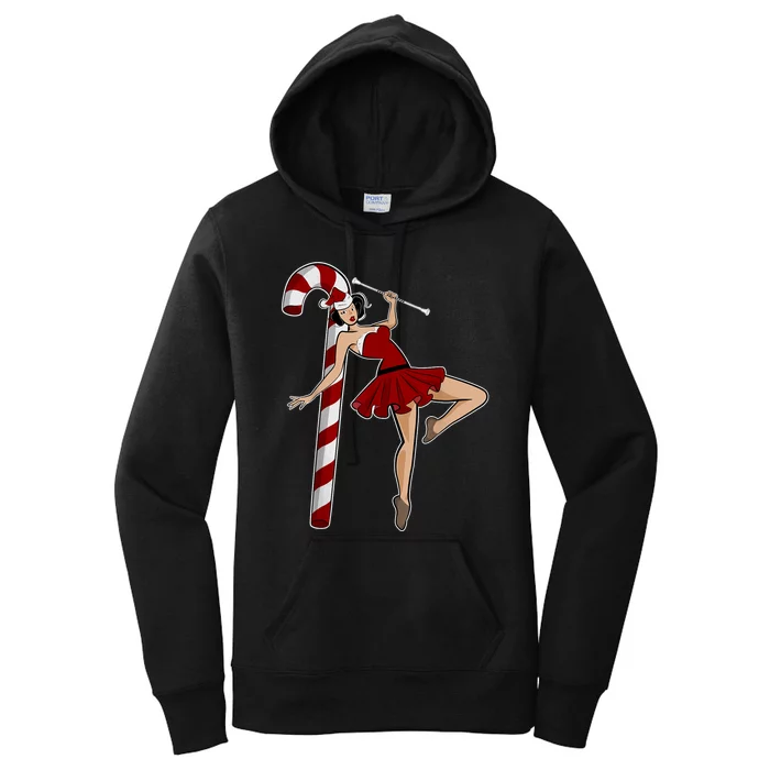 Baton Twirling Christmas Majorette Pinup Twirler Dance Girl Women's Pullover Hoodie