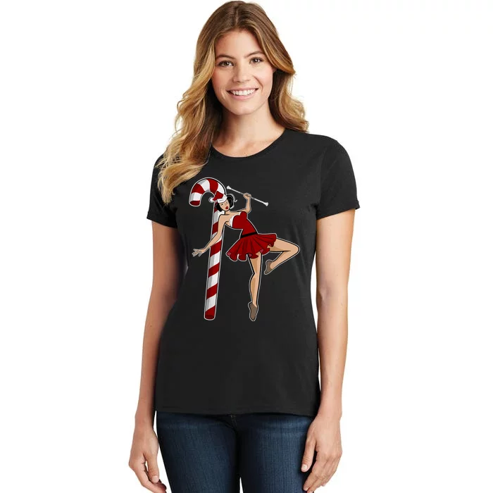 Baton Twirling Christmas Majorette Pinup Twirler Dance Girl Women's T-Shirt