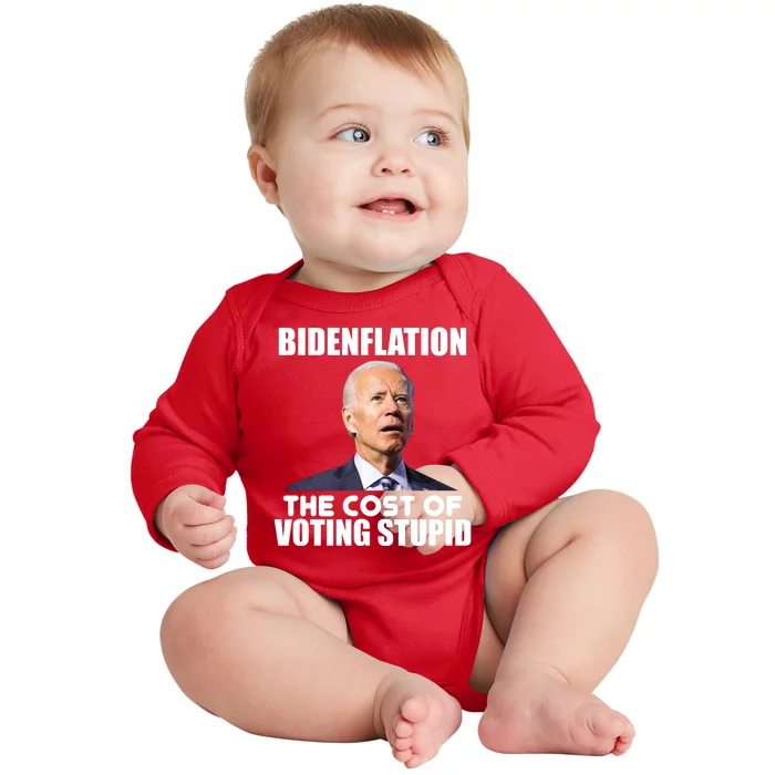 Bidenflation The Cost Of Voting Stupid Funny Baby Long Sleeve Bodysuit