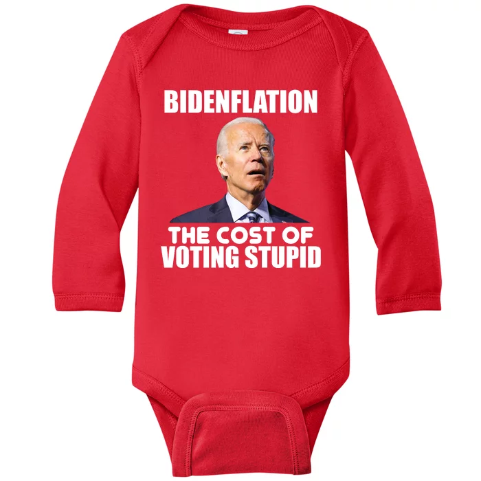 Bidenflation The Cost Of Voting Stupid Funny Baby Long Sleeve Bodysuit