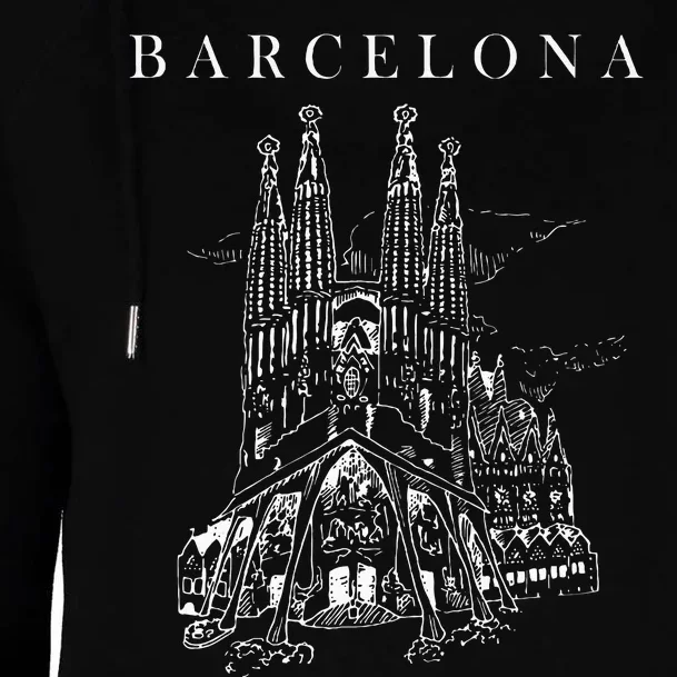 Barcelona Traveling Cathedral Of Barcelona Spain Travel Trip Womens Funnel Neck Pullover Hood