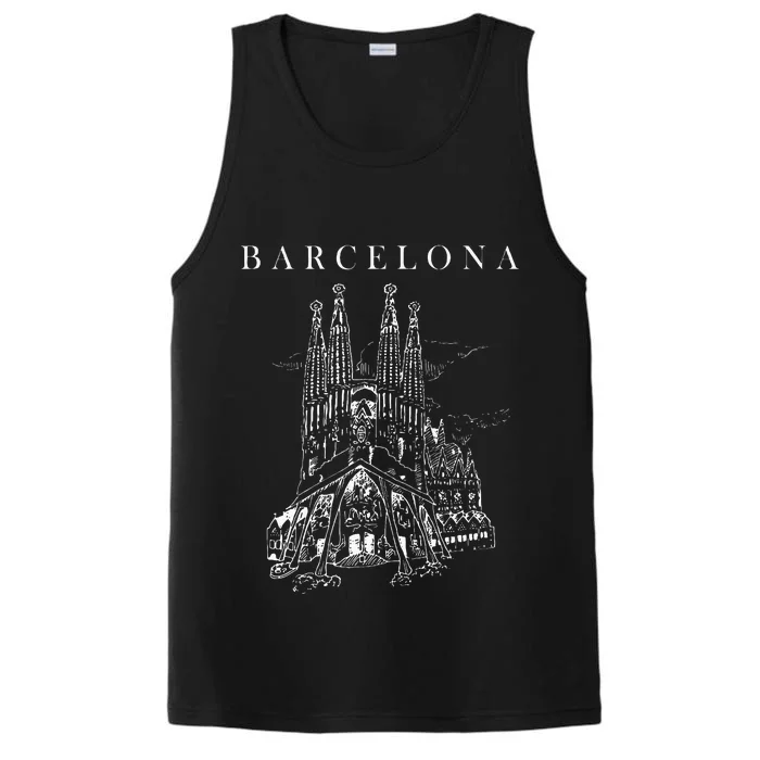 Barcelona Traveling Cathedral Of Barcelona Spain Travel Trip Performance Tank